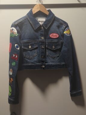 EUC Bayeas Denim Jacket With Patches Size Small